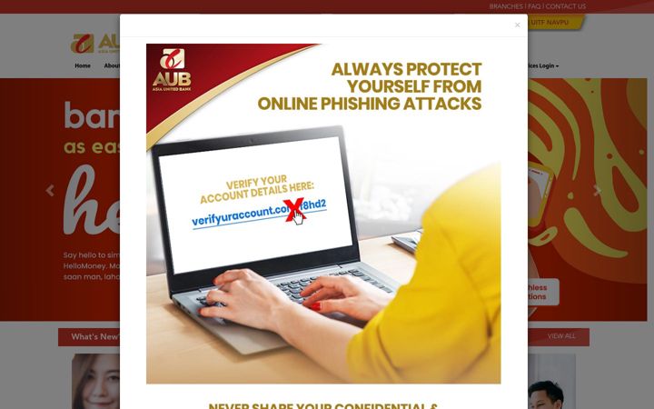 Screenshot of aub.com.ph