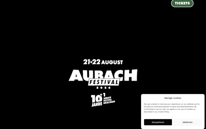 Kuvakaappaus sivustosta aubach-festival.de