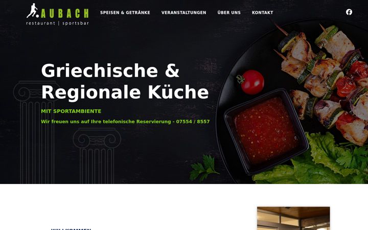 Kuvakaappaus sivustosta aubach-restaurant.de