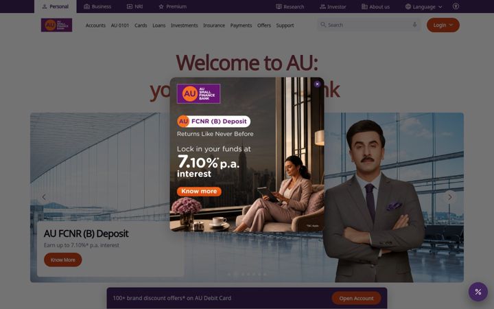 Screenshot of aubank.in