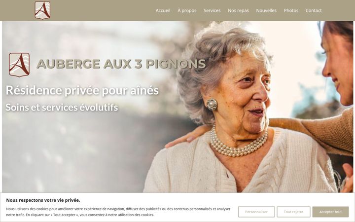 Screenshot of auberge-aux-trois-pignons.ca