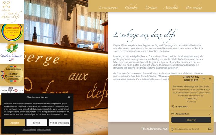 Snímek obrazovky auberge-auxdeuxclefs.fr