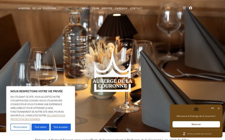 Snímek obrazovky auberge-couronne.ch