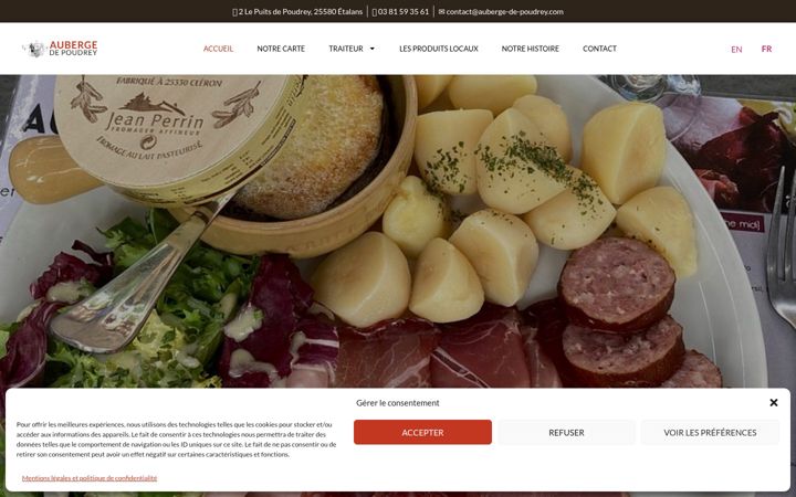 Screenshot of auberge-de-poudrey.com