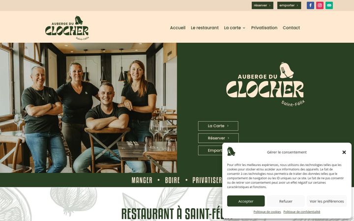 Snímek obrazovky auberge-du-clocher.com