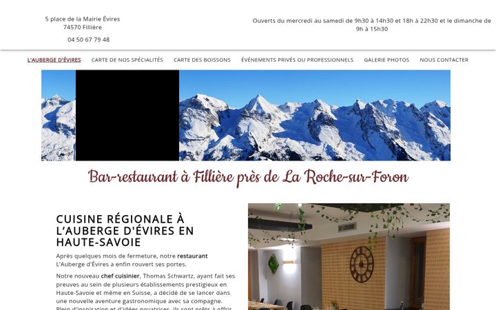 Screenshot of auberge-evires.fr