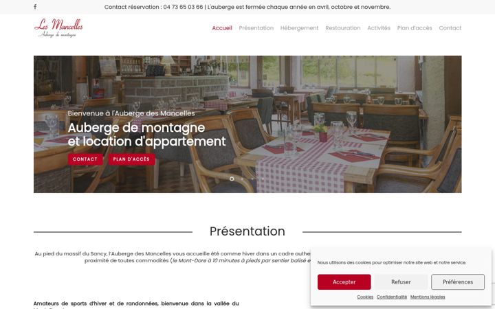 Snímek obrazovky auberge-sancy.fr