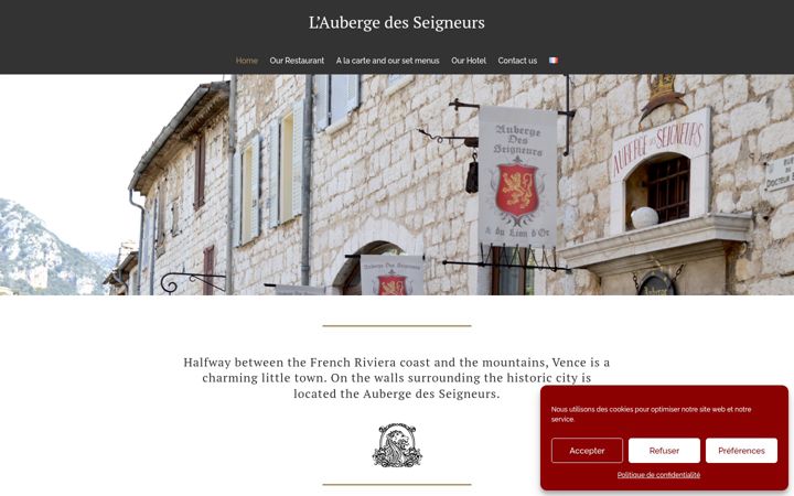 Screenshot of auberge-seigneurs.fr