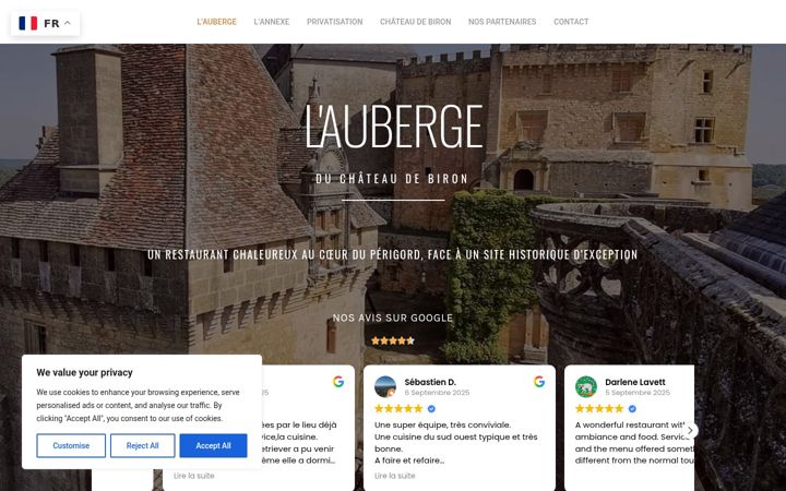 Screenshot of aubergedebiron.fr