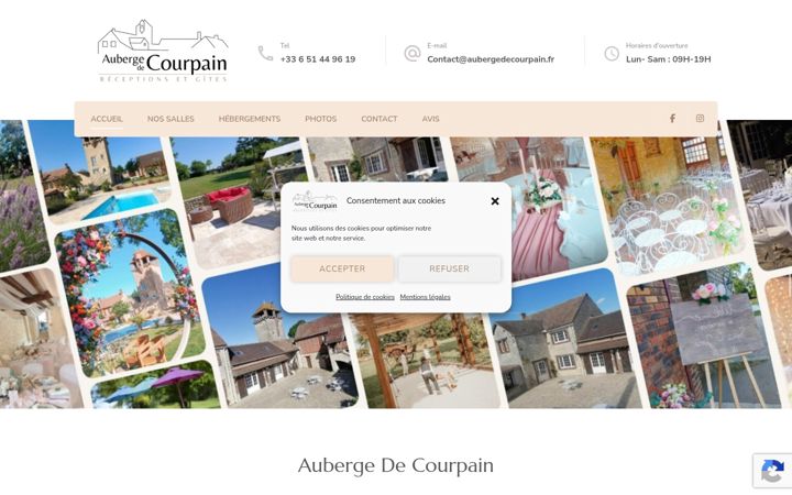 Screenshot of aubergedecourpain.fr