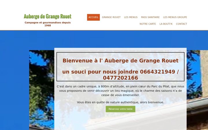 Screenshot of aubergedegrangerouet.com