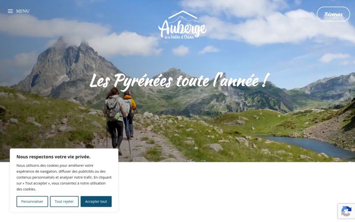 Snímek obrazovky aubergedelavalleedossau.com