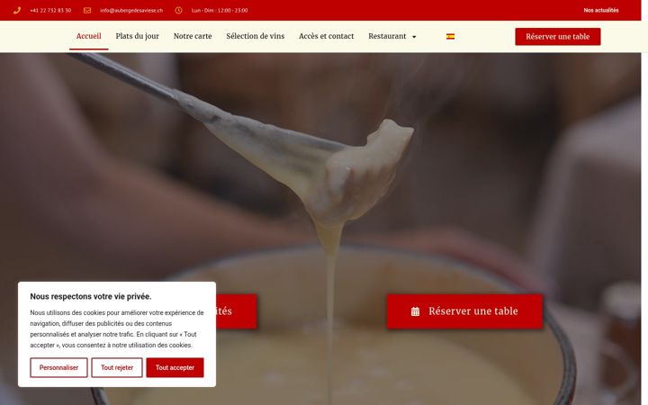 Snímek obrazovky aubergedesaviese.com
