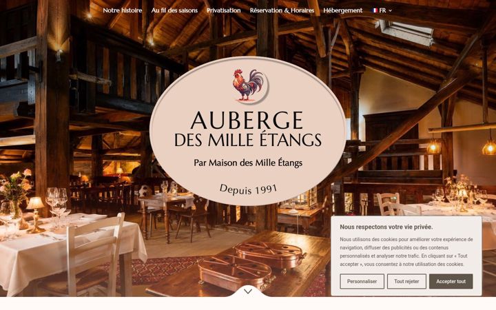 Screenshot of aubergedesmilleetangs.com