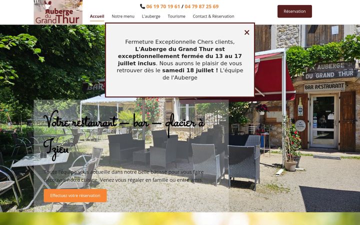 Screenshot of aubergedugrandthur.fr