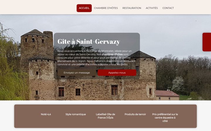 Screenshot of aubergedumontcelet.fr