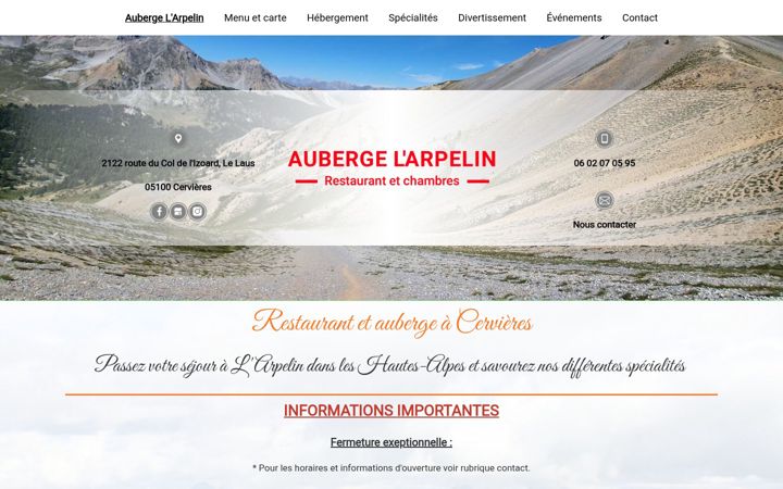 Screenshot of aubergelarpelin.fr