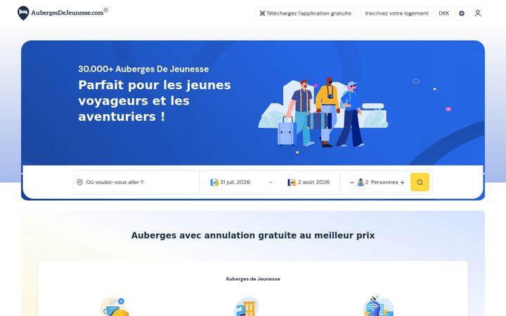 Screenshot of aubergesdejeunesse.com