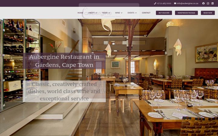 Screenshot of aubergine.co.za