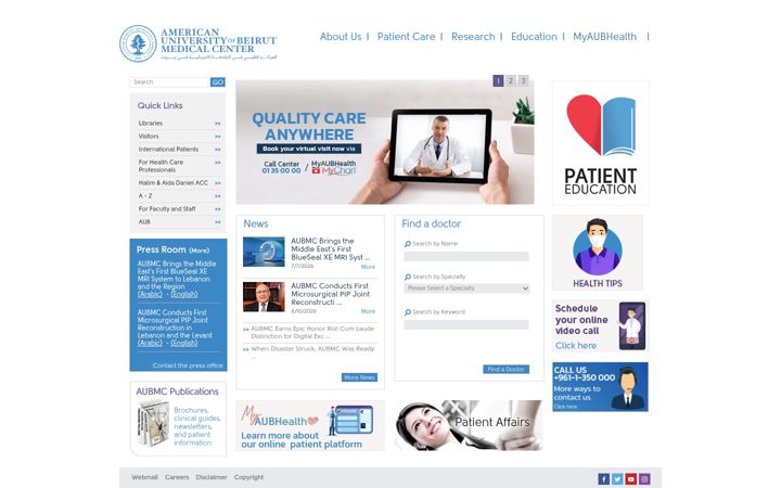 Screenshot di aubmc.org.lb
