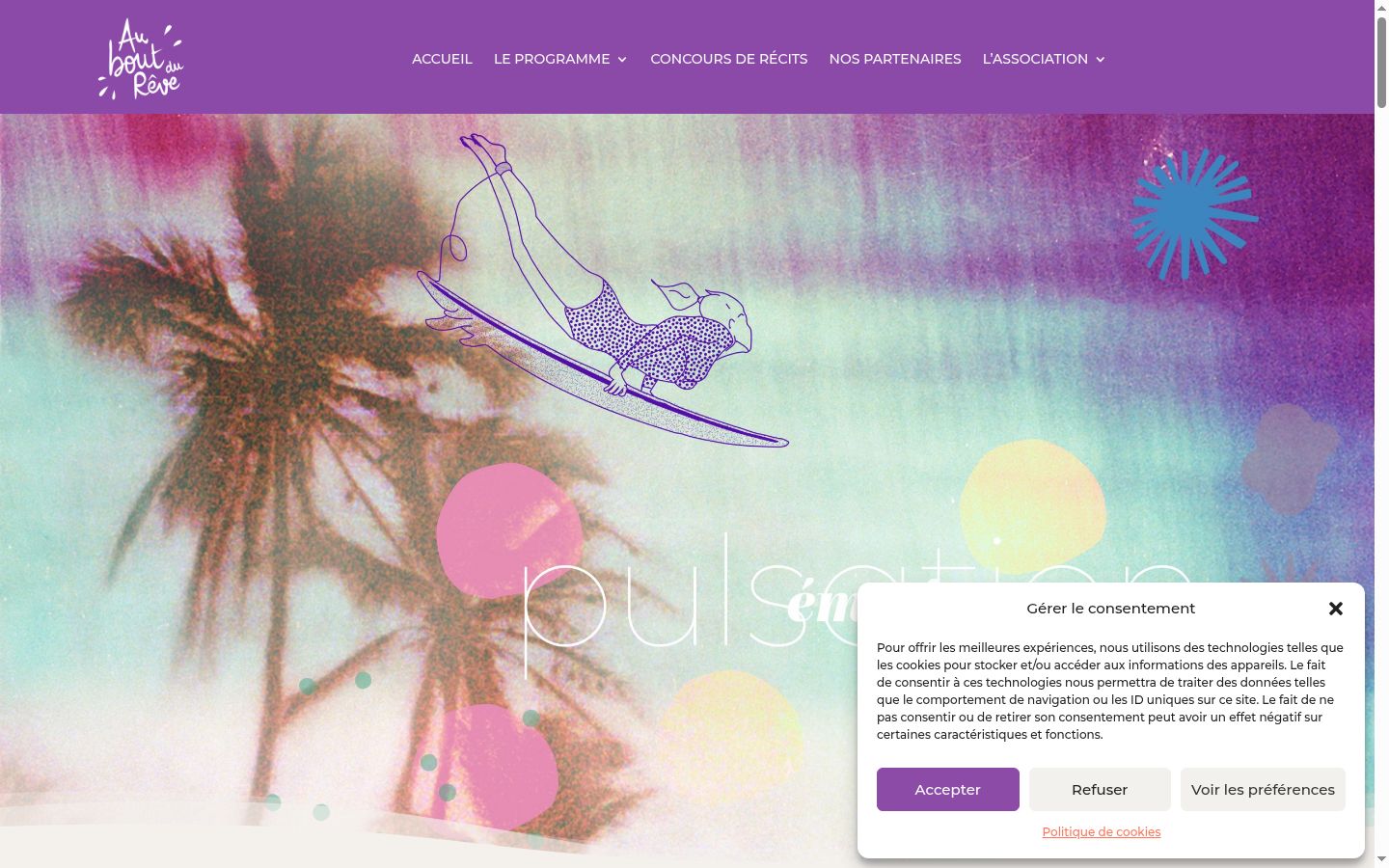 Captura de ecrã do banner de consentimento apresentado antes de qualquer interação