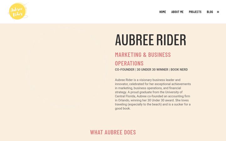 Screenshot of aubreerider.com