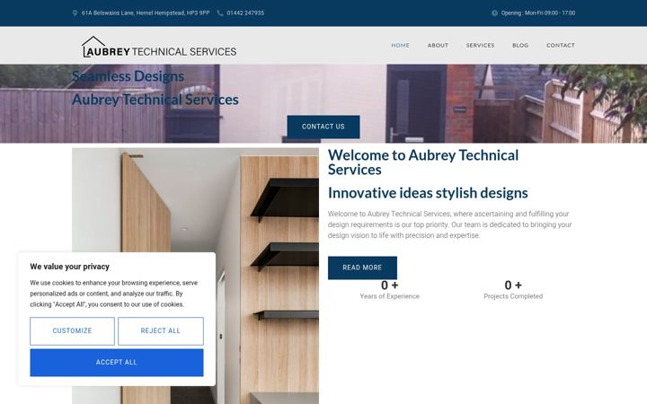 Kuvakaappaus sivustosta aubreytechnicalservices.co.uk