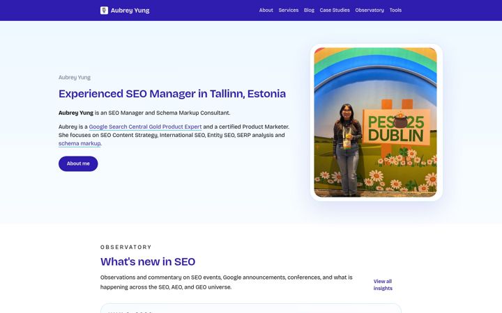 Screenshot of aubreyyung.com