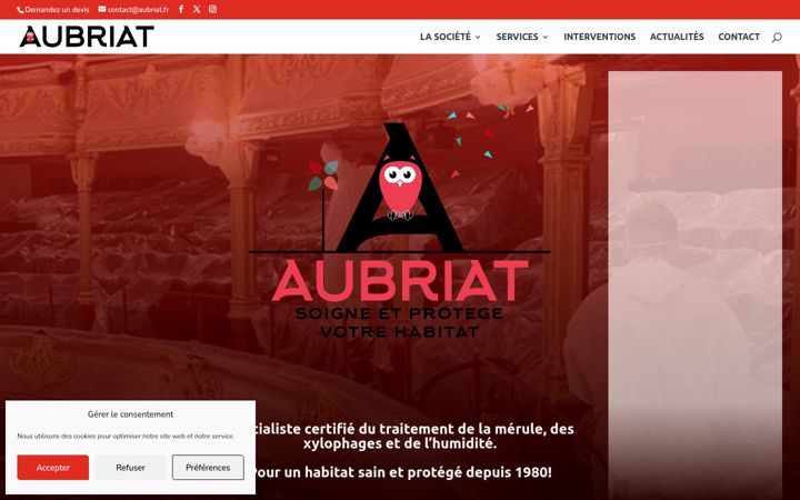 Kuvakaappaus sivustosta aubriat.fr