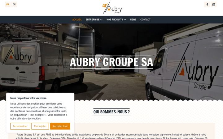 Kuvakaappaus sivustosta aubrymateriel.ch