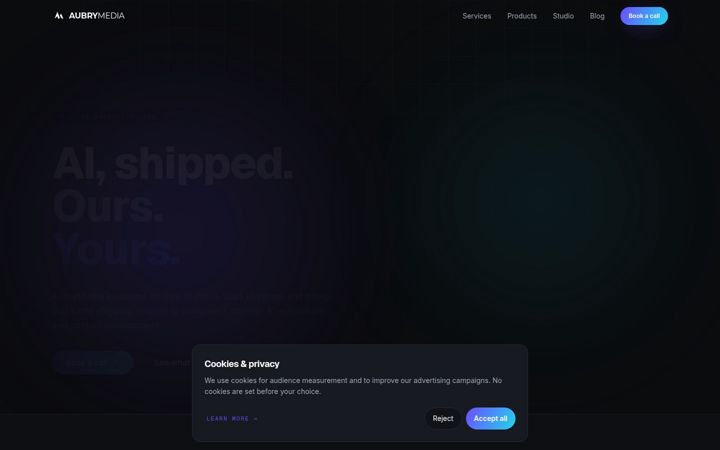 Screenshot of aubrymedia.com