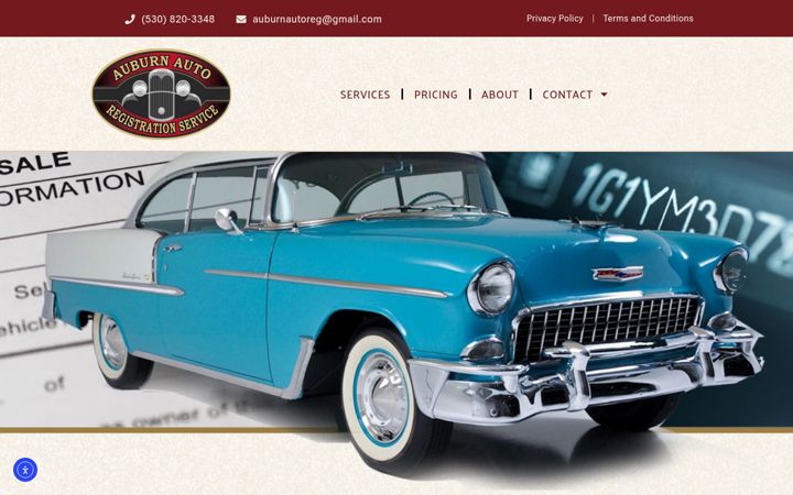 Kuvakaappaus sivustosta auburnautoregistration.com