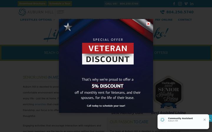 Screenshot of auburnhillliving.com