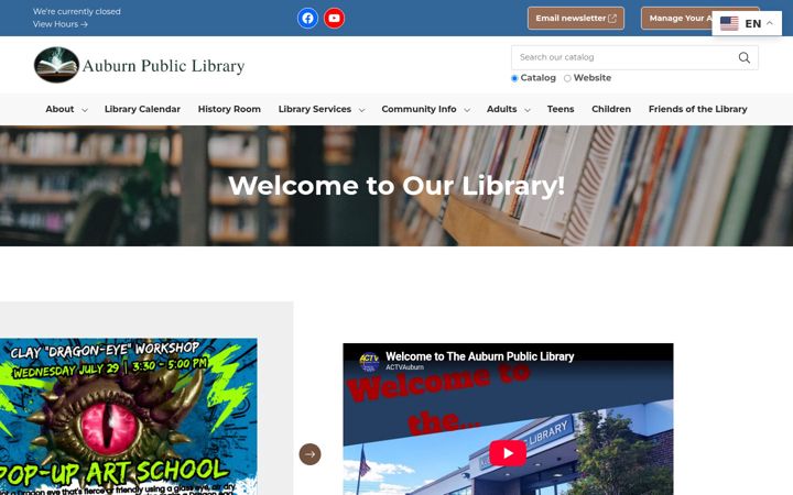 Snimka zaslona za auburnlibrary.org