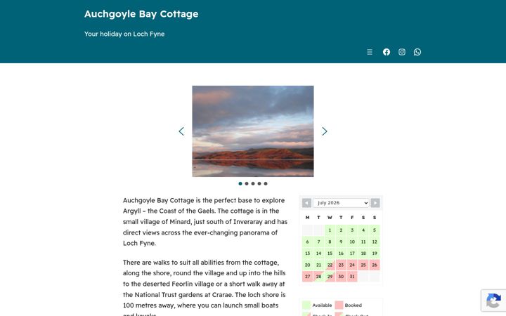 Snímek obrazovky auchgoylebaycottage.scot