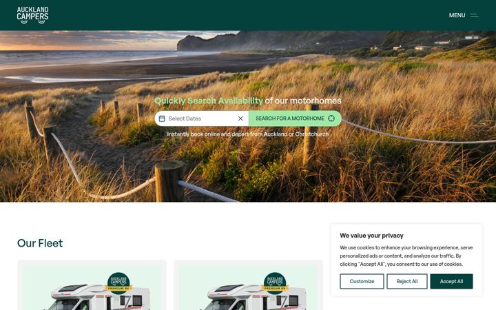 Screenshot of aucklandcampers.com