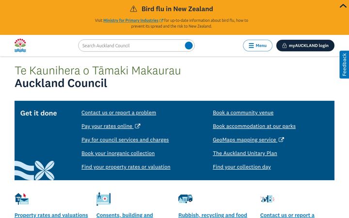 Skjámynd af aucklandcouncil.govt.nz