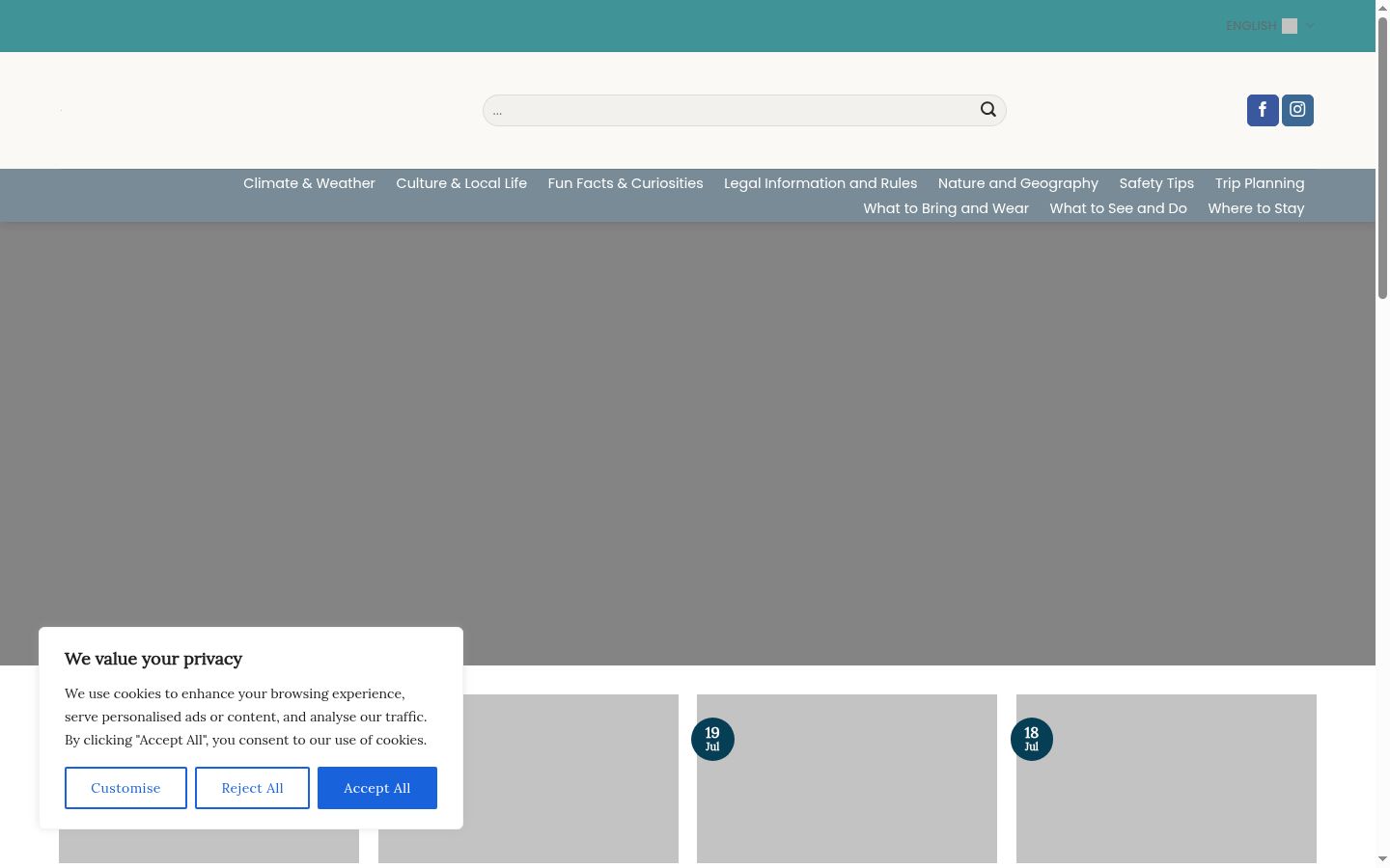 Screenshot of the consent banner shown before any interaction