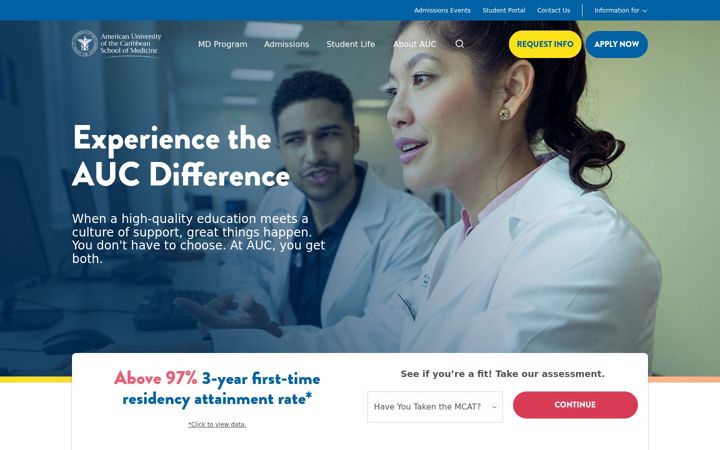 Screenshot of aucmed.edu