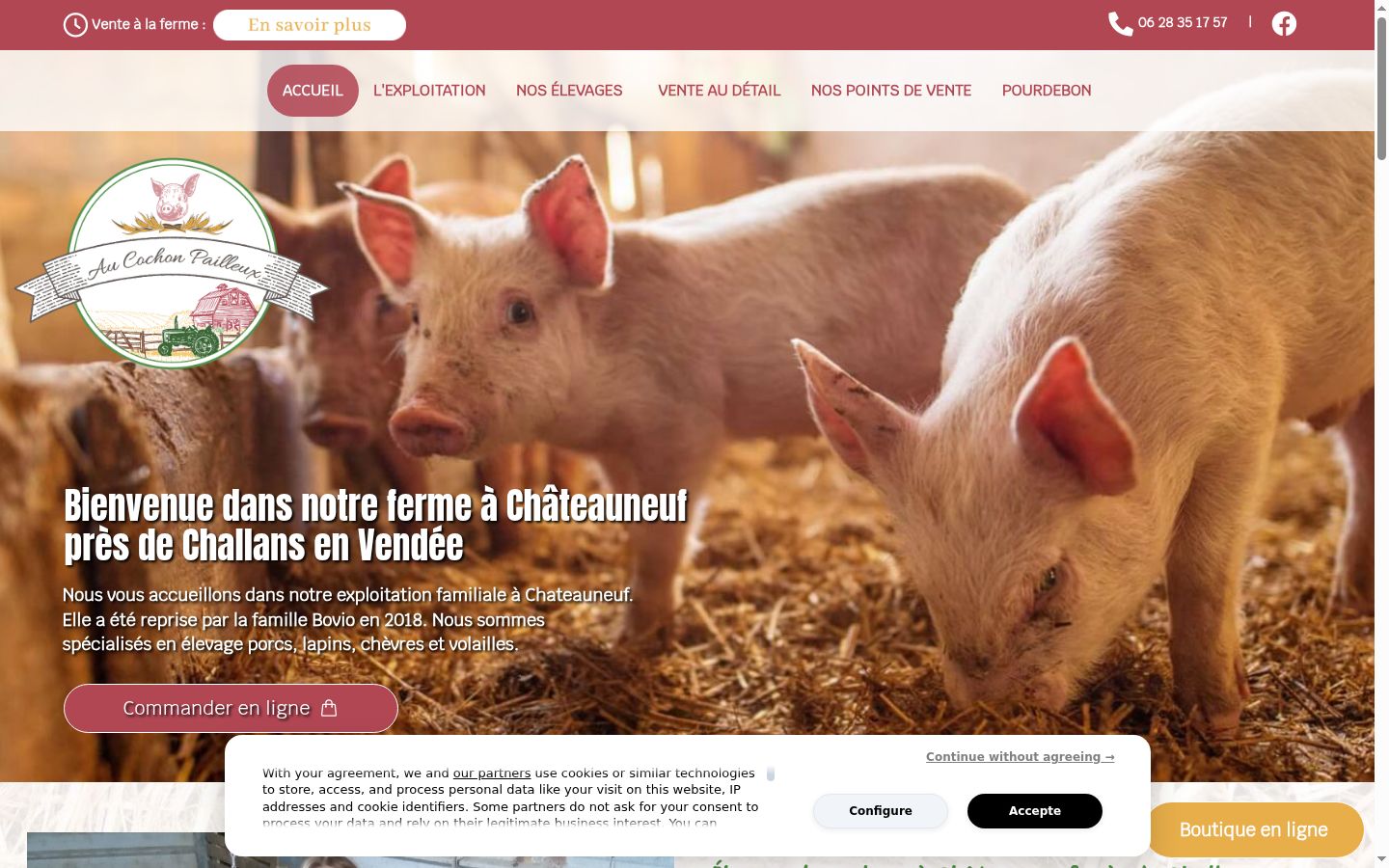 Captura de ecrã do banner de consentimento apresentado antes de qualquer interação