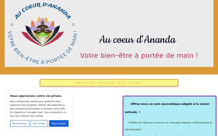 Capture d'écran de aucoeurdananda.fr