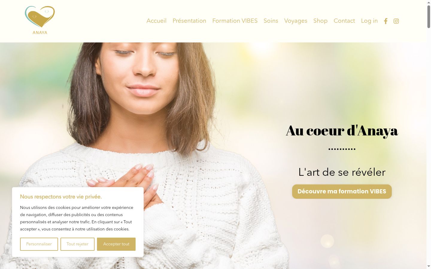 Capture d'écran de la bannière de consentement affichée avant toute interaction