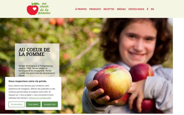 Screenshot of aucoeurdelapomme.ca