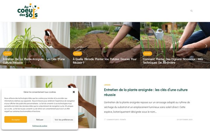 Screenshot of aucoeurdessols.fr
