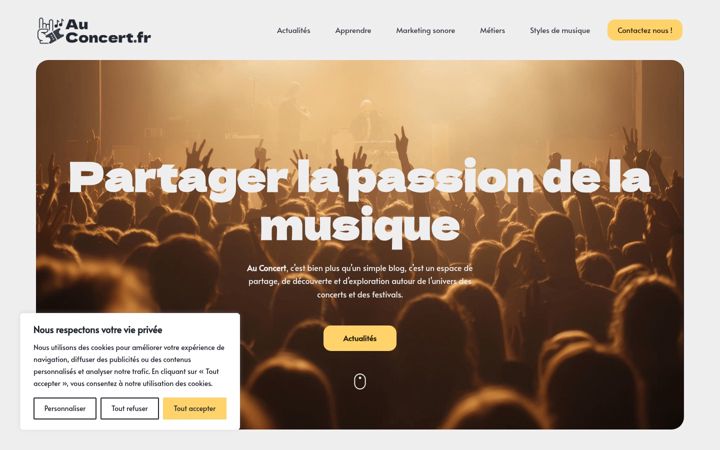 Screenshot of auconcert.fr