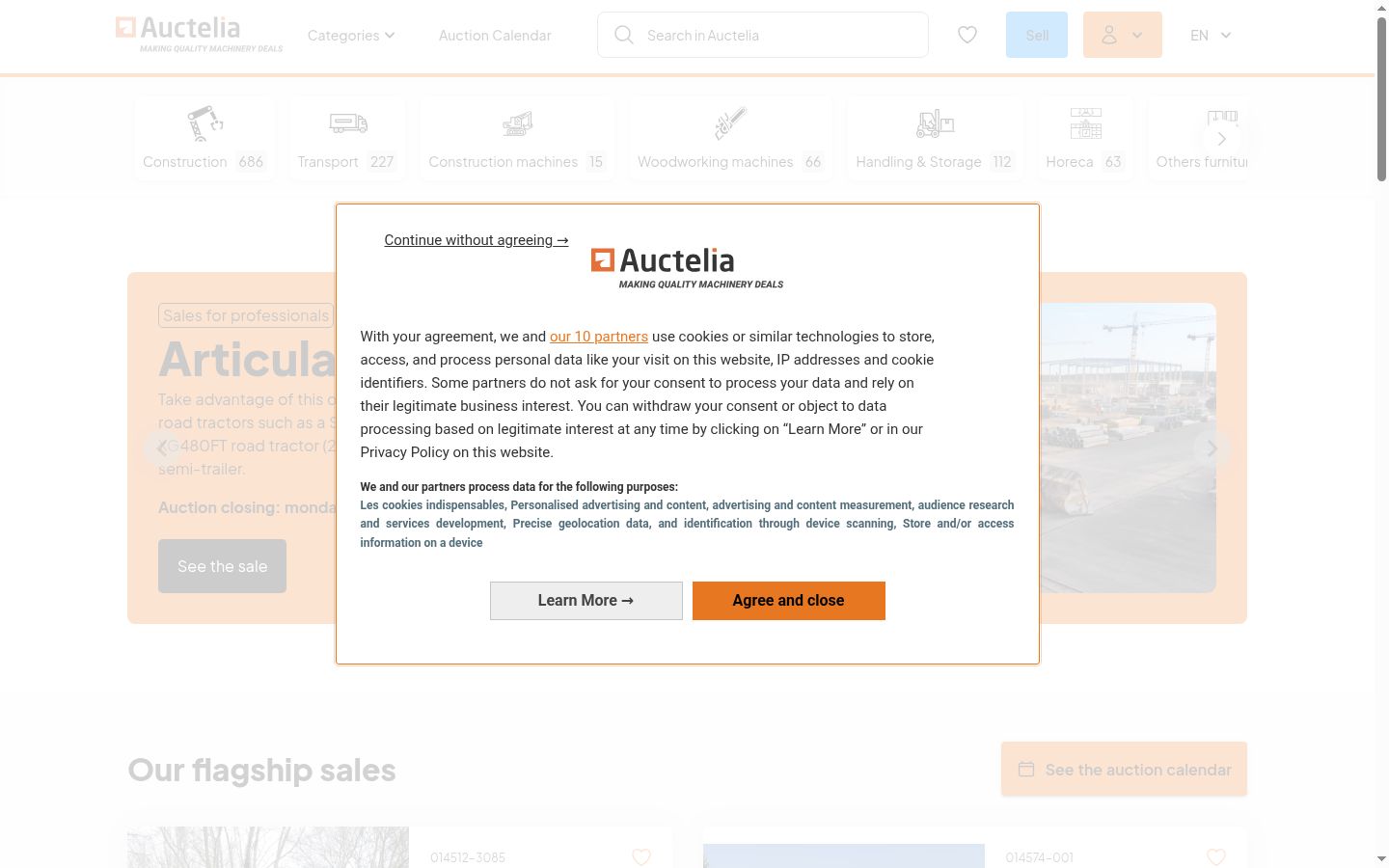 Screenshot of the consent banner shown before any interaction