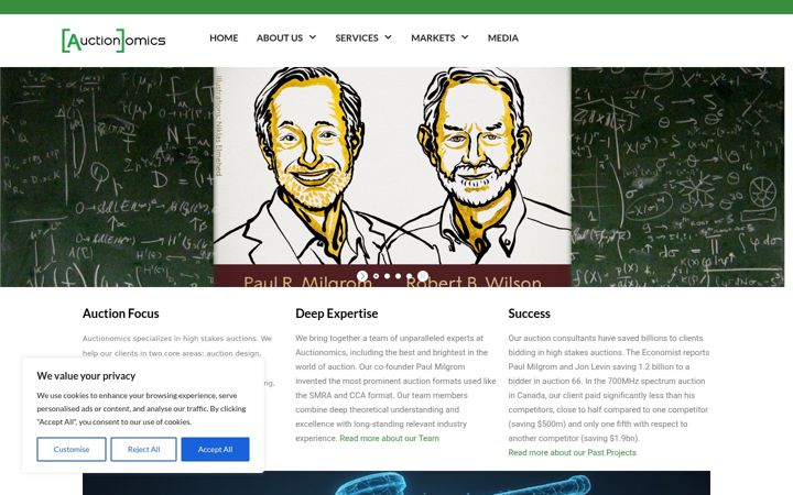 Екранна снимка на auctionomics.com