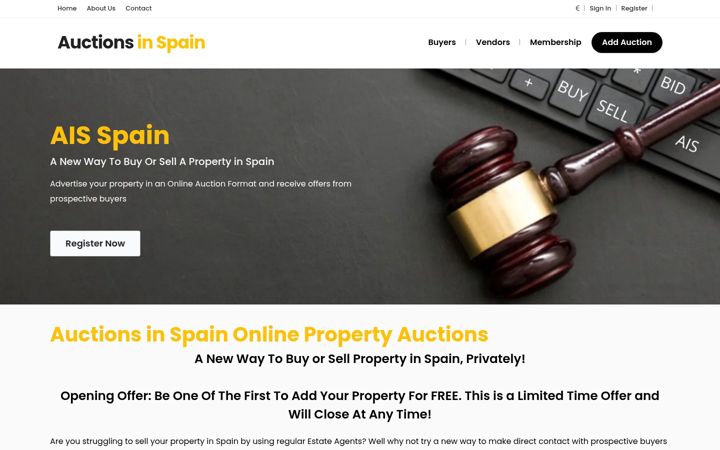 Screenshot of auctionsinspain.com