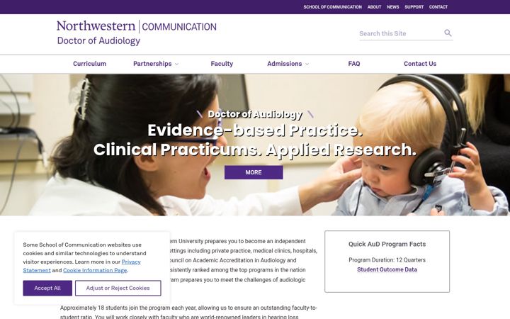 Screenshot of aud.northwestern.edu