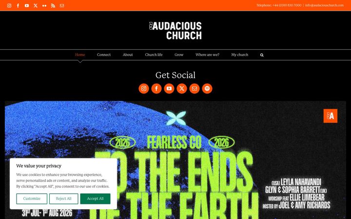Screenshot van audaciouschurch.com